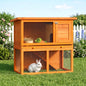 Rabbit Cage, 2-Tier Wooden Pet Hutch, Outdoor Bunny Cage with Removable Tray, Openable Roof & Lockable Doors for Small Animals with Easy Clean Tray