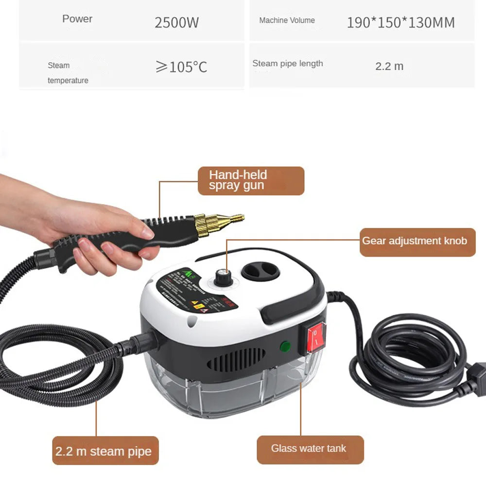 Steam Cleaners High Temperature and Pressure handhold Steam Air conditioners tool Hood Car Steam Clean 2500W