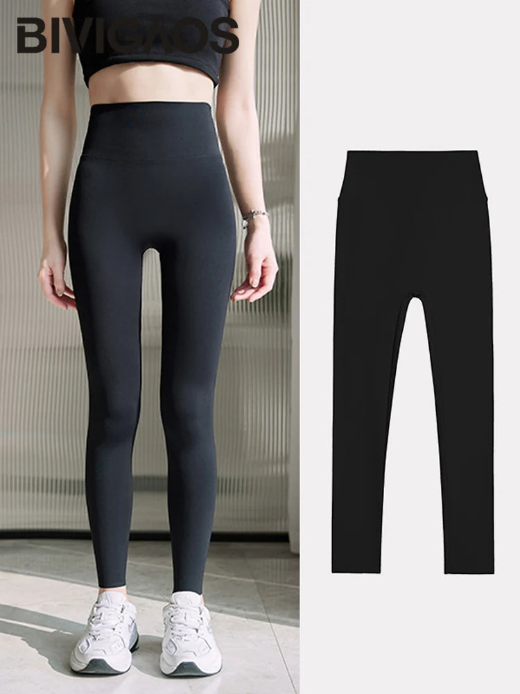 BIVIGAOS Summer Seamless Skin Feel Ultrathin Shark Leggings Women High Waist Tight Leggings Multicolor Sport Fitness Leggings