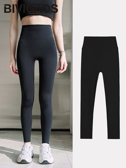 BIVIGAOS Summer Seamless Skin Feel Ultrathin Shark Leggings Women High Waist Tight Leggings Multicolor Sport Fitness Leggings