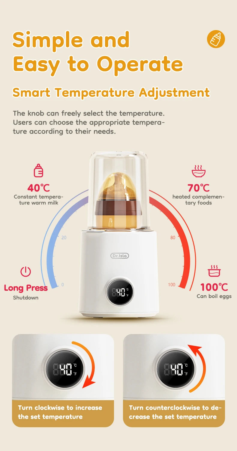 MAMIJOY Baby Bottle Warmer Multi Function 36-100° Adjustable Food Heater Milk Warmer Steriliser ACcurate Temperature Control N22