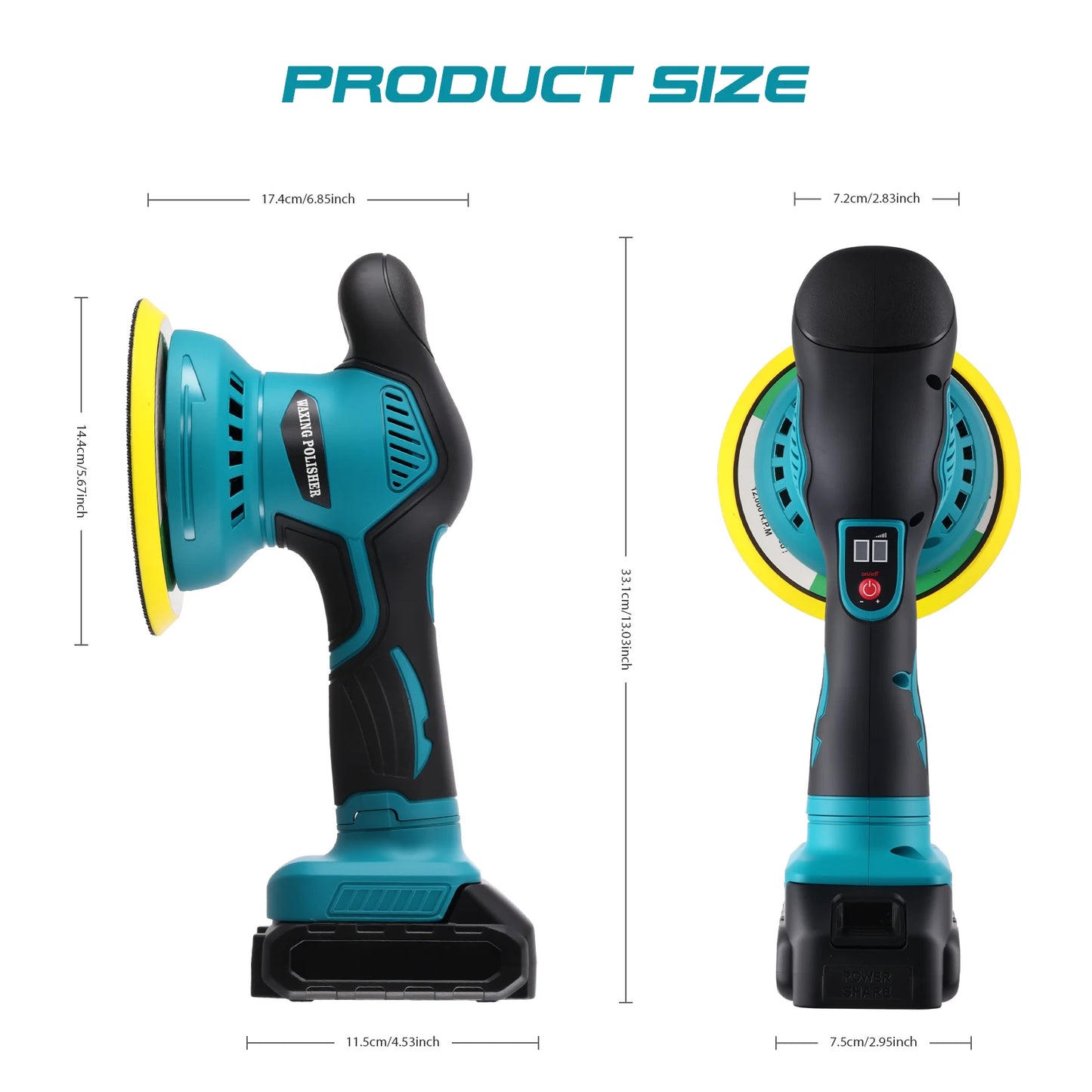 Podofo 8Gear Cordless Car Polisher Electric Polisher Auto Digital Display Car Waxing Polishing Machine Rust Removal Tool For Makita 18V Battery Pin