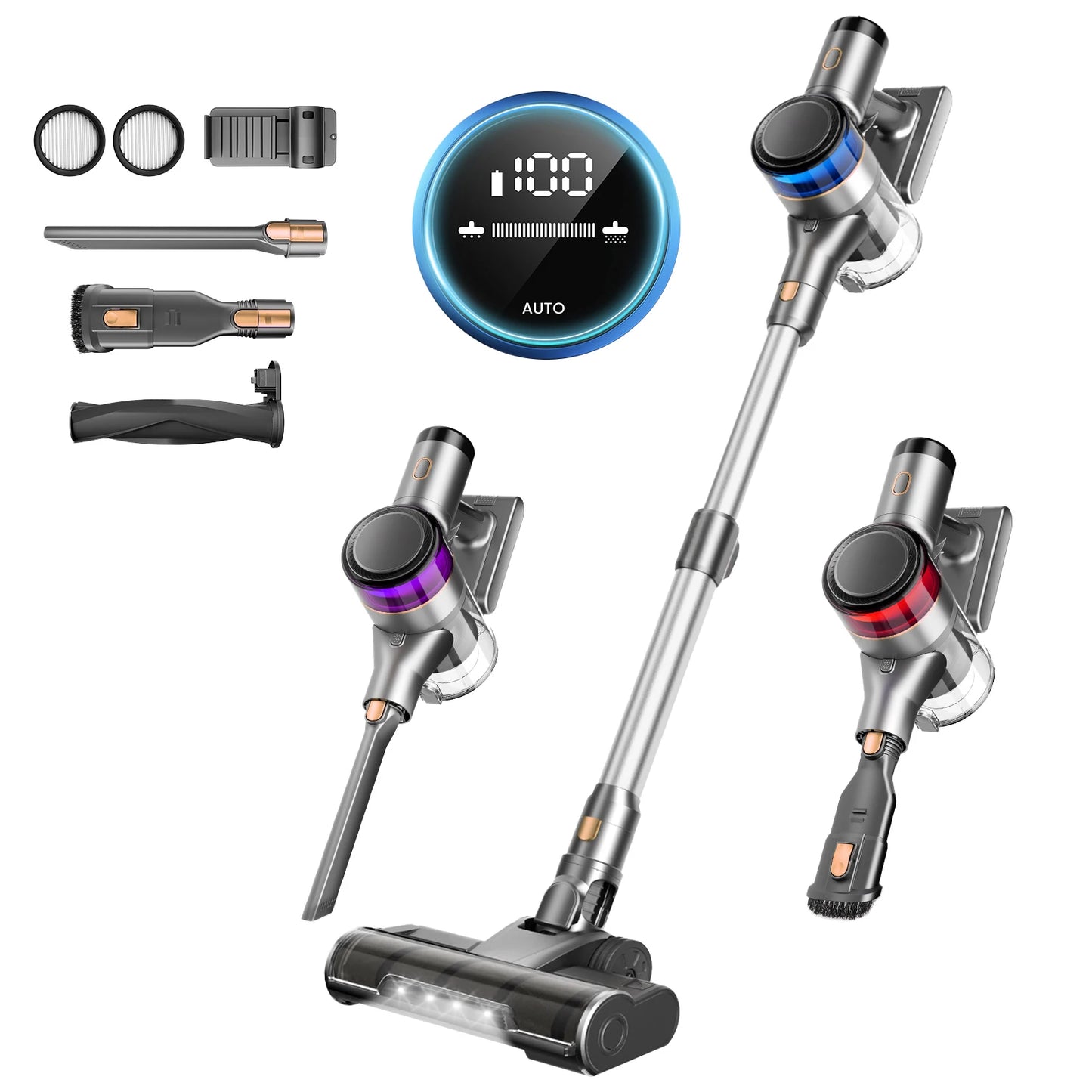 Inse S9X cordless vacuum cleaner, 55KPa, 1 L dust cup, light display battery, for animal hair, Carpet