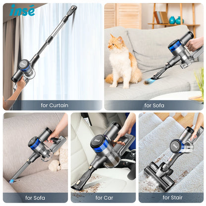 Inse S9 cordless vacuum cleaner, 75KPa, 1L tank, LED display, ideal animal hair and Carpet