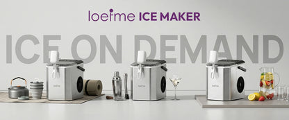 LOEFME 12kg/24h Electric Ice Maker Desktop Fully Automatic Bullet Ice Fast Ice Maker Machine Self-Cleaning Home Cafes Camping