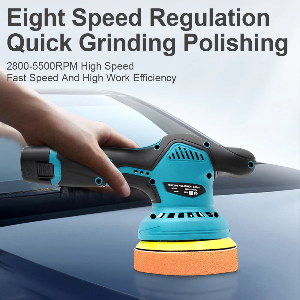 Wireless Car Polisher 12V 2800-5500rpm Cordless Car Polishing Machine Electric Polishing Wax Tool Noiseless 8 Variable Speeds