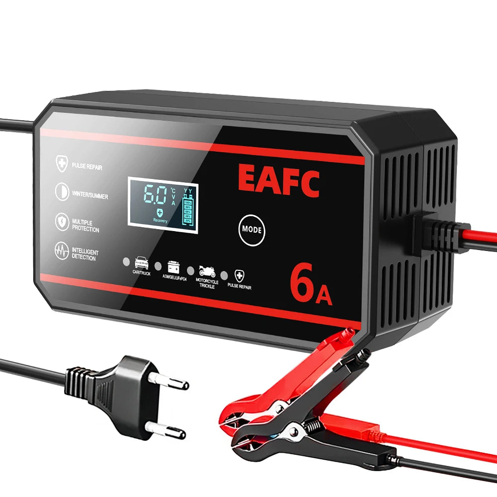 12V 8A Intelligent Car Battery Charger Car Battery Charger Pulse Repair Motorcycle Truck Battery Charger GEL Lead Acid