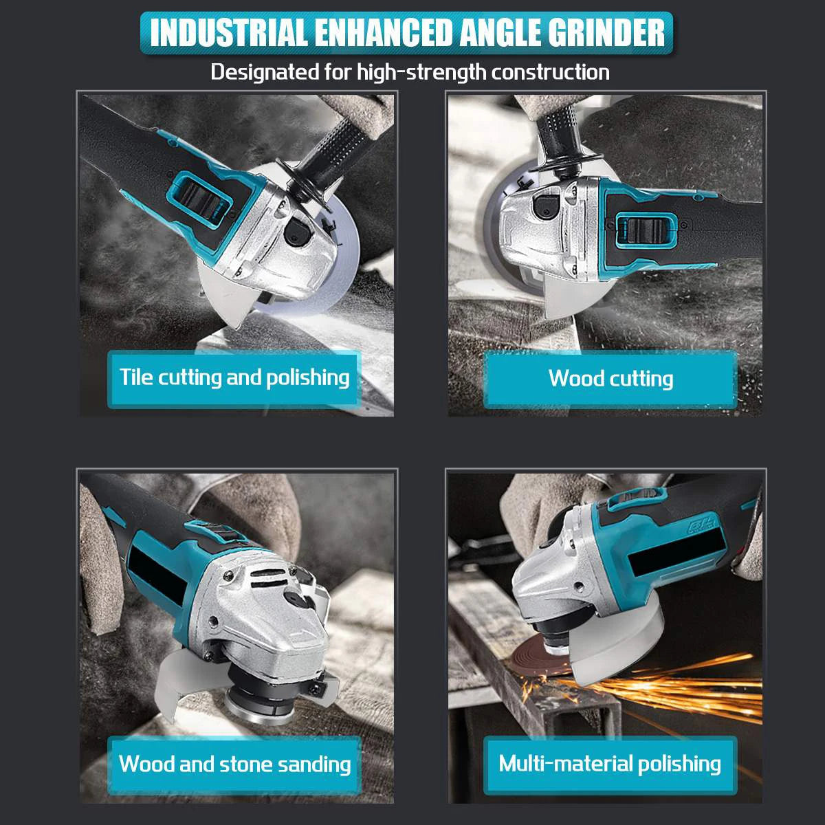 125MM Brushless Cordless Electric Angle Grinder 4 Speed Grinding Polishing Machine Woodworking Power Tool For Makita 18V Battery