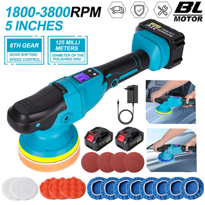 5Inch 8Gears Digital Display Cordless Electric Polisher Car Polishing Waxing Sanding Machine For Makita 21V Battery Pin
