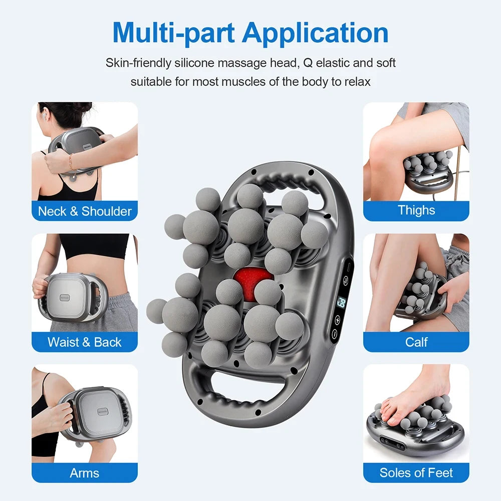 Massage Gun with 22 Massage Heads 9 Speed Modes Deep Tissue Percussion Massager High Frequency Muscle Massage Gun for Neck Shoulders Back Waist Legs Full Body Muscle Relaxation Fitness Recovery Pain Relief Quiet Portable Elec