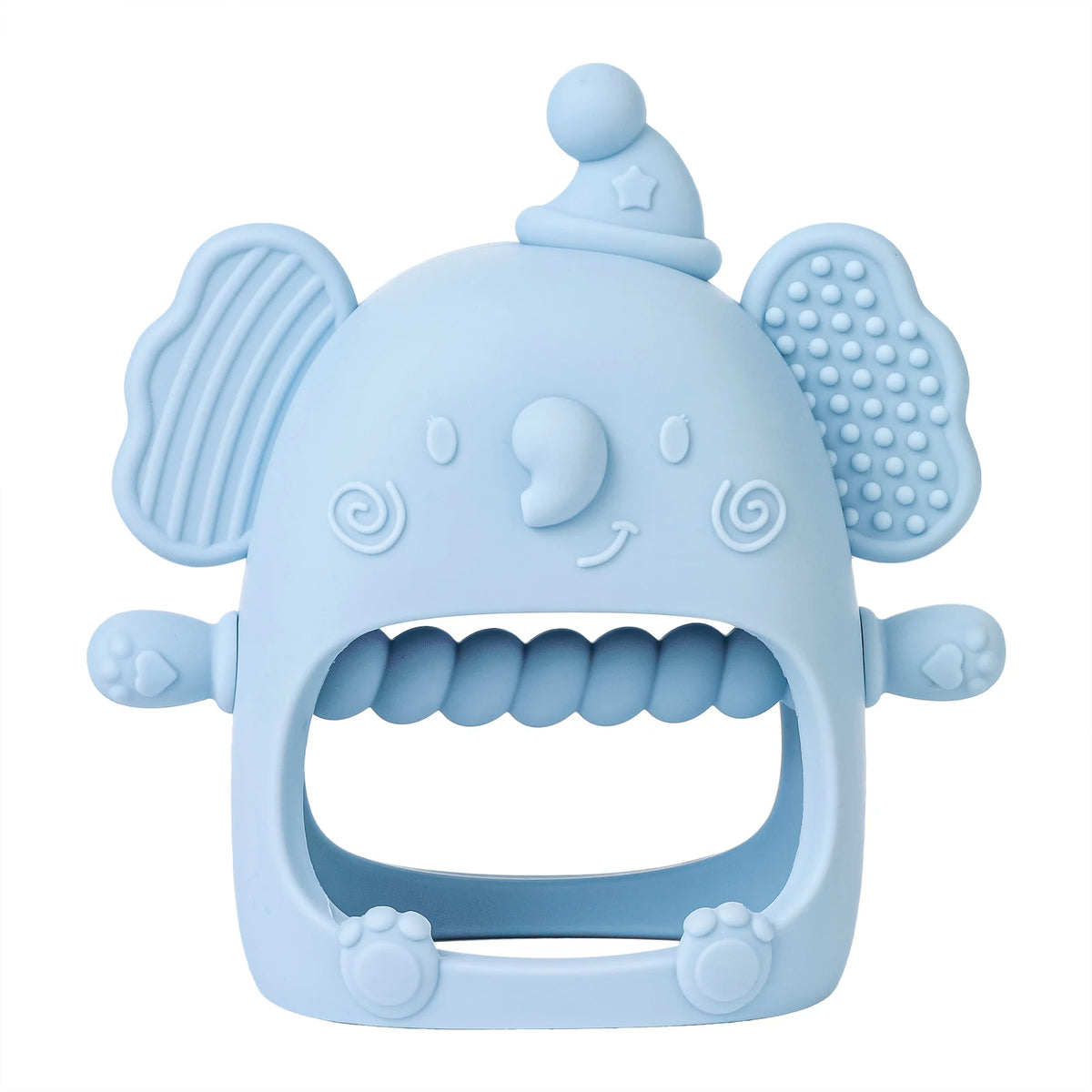 1pc Infant Silicone Teething Toy & Anti-drop Glove Set Elephant Shaped Soft Safe Nesting Toy For Early Educational