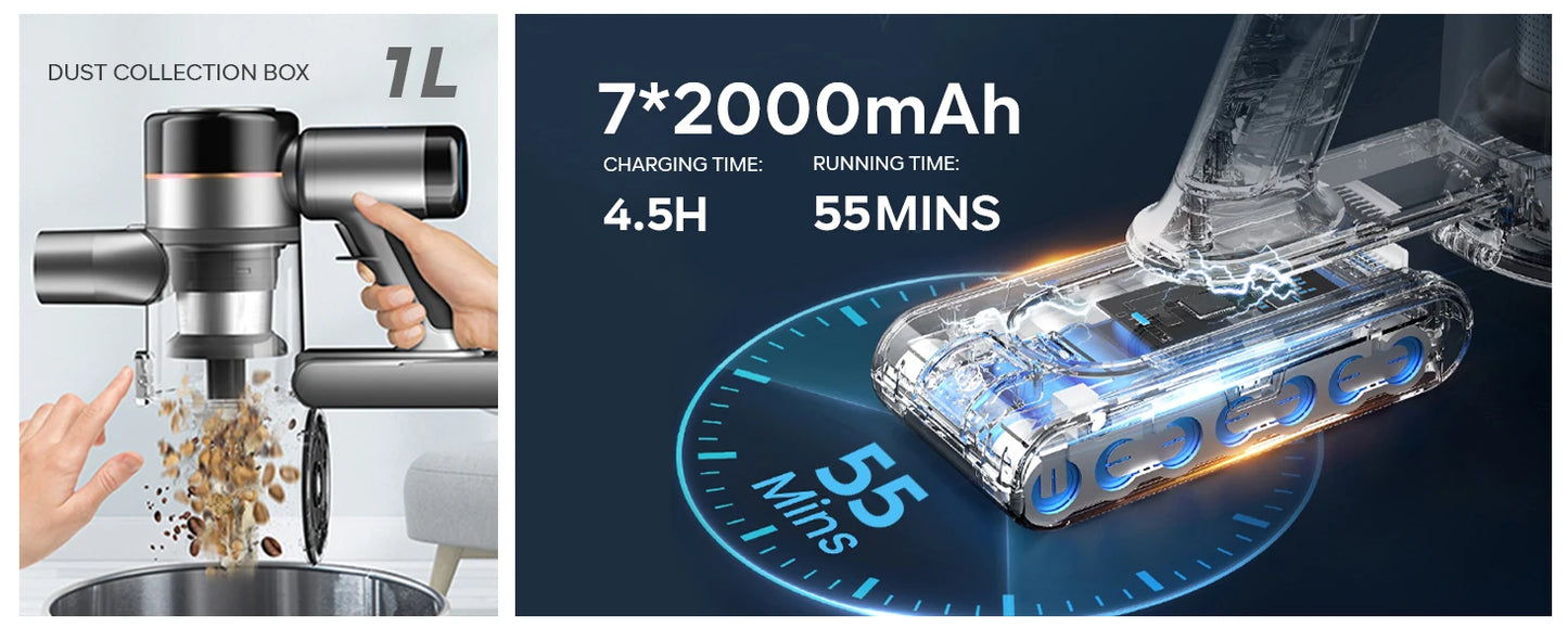 Inse S9 cordless vacuum cleaner, 75KPa, 1L tank, LED display, ideal animal hair and Carpet