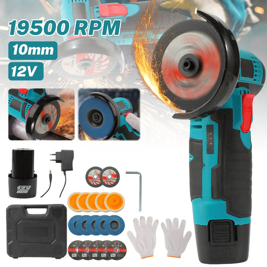 19500rpm 12V Mini Angle Grinder Grinding Cordless Machine Lithium Battery Rechargeable Grinder Cushing Power Tools