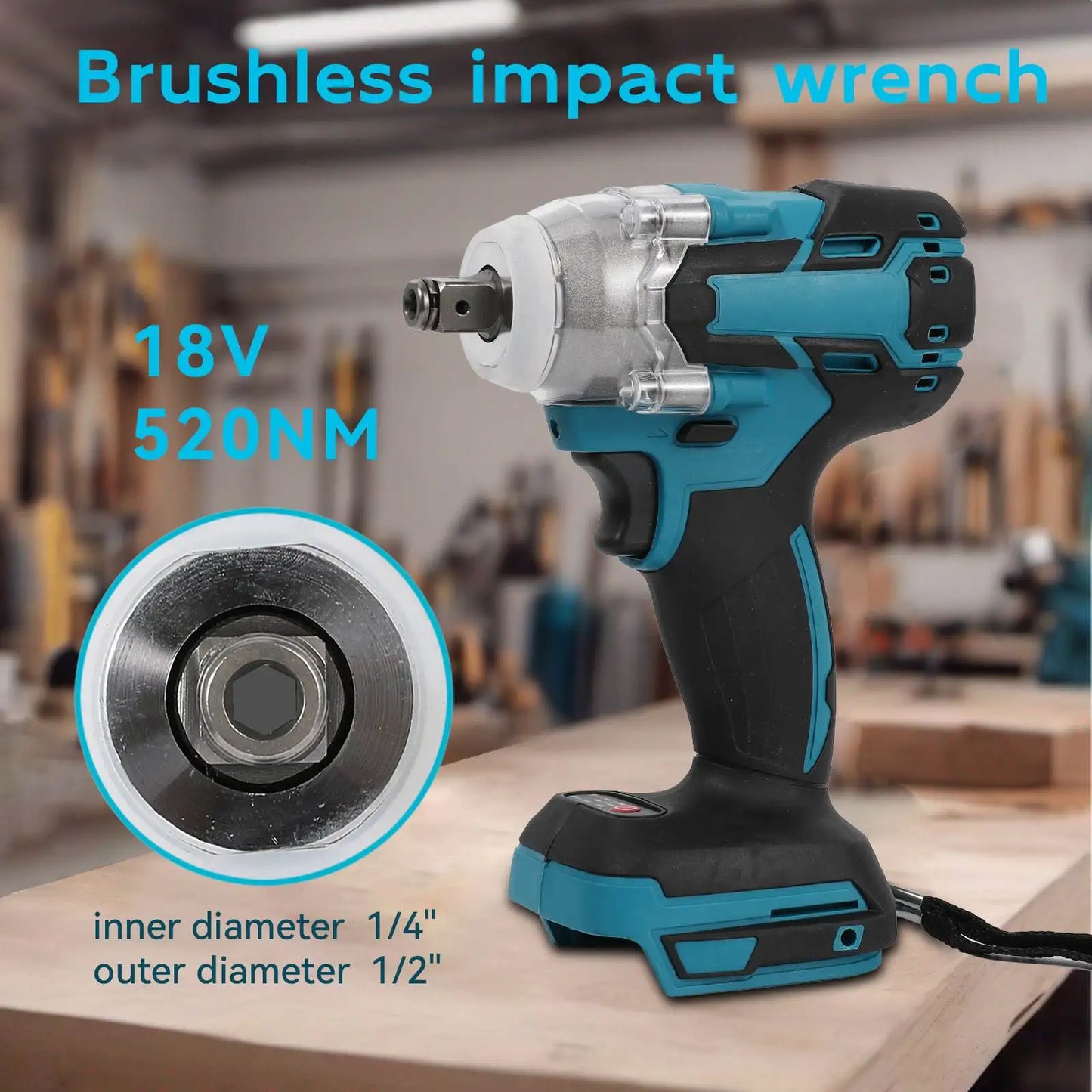 520N. m/1200N.M Cordless Electric Impact French Brushless Hand Electric Driver Electric Tool for Makita 18V Battery
