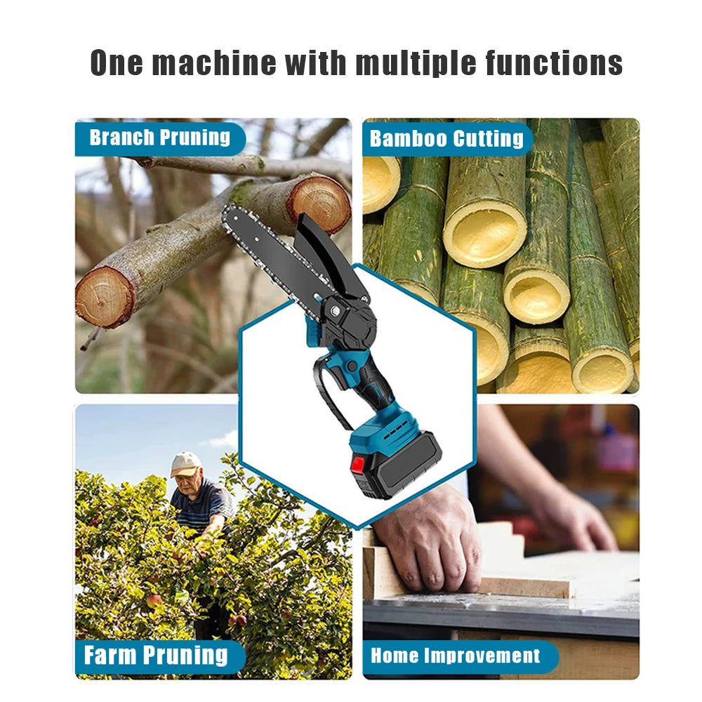 6Inch Brushless Electric Chainsaw Cordless Woodworking Cutter Saw Garden Power Tool For Makita 18V Battery Pin