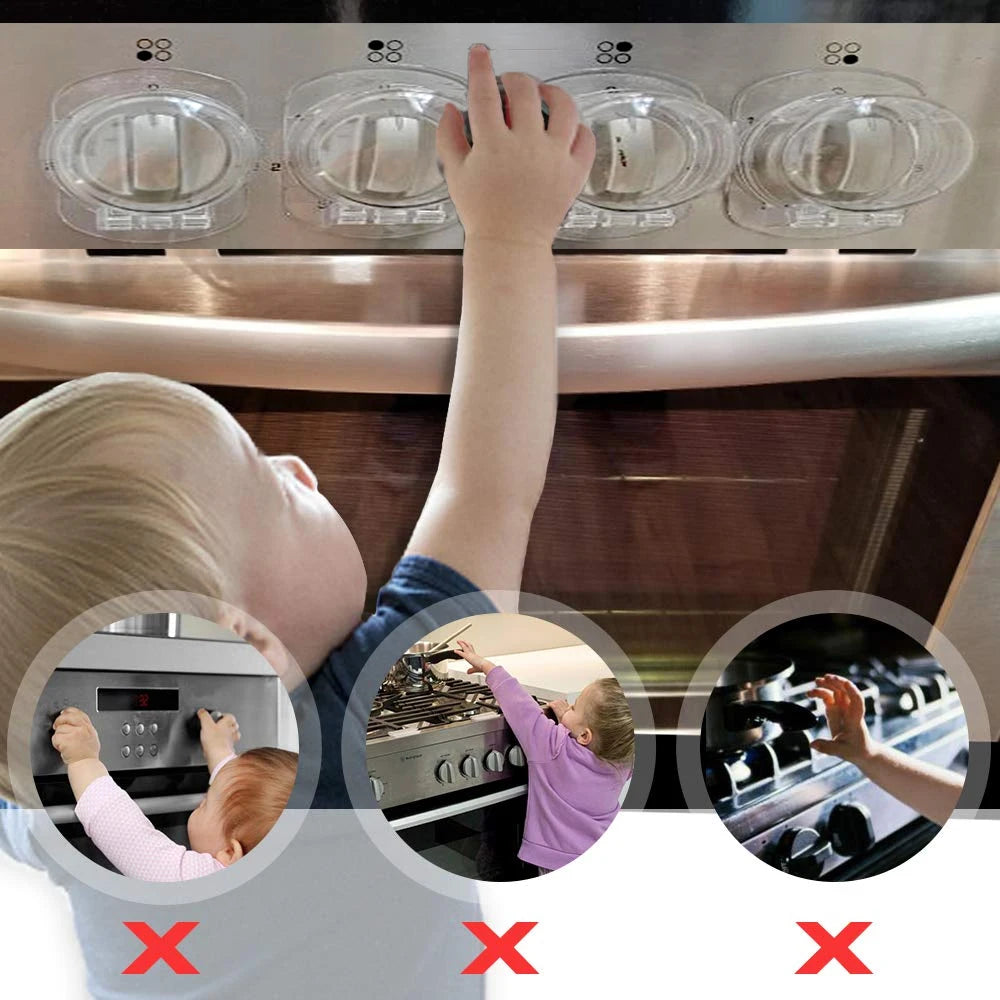 2/5 Pcs Stove Knob Covers Child Safety Plastic Kitchen Safety Guards Universal Gas Oven Lock Protectors Home Cookware Security
