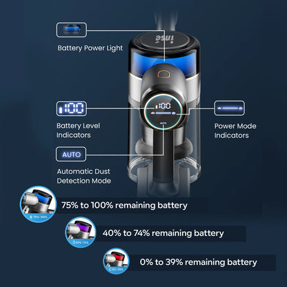 Inse S9 cordless vacuum cleaner, 75KPa, 1L tank, LED display, ideal animal hair and Carpet