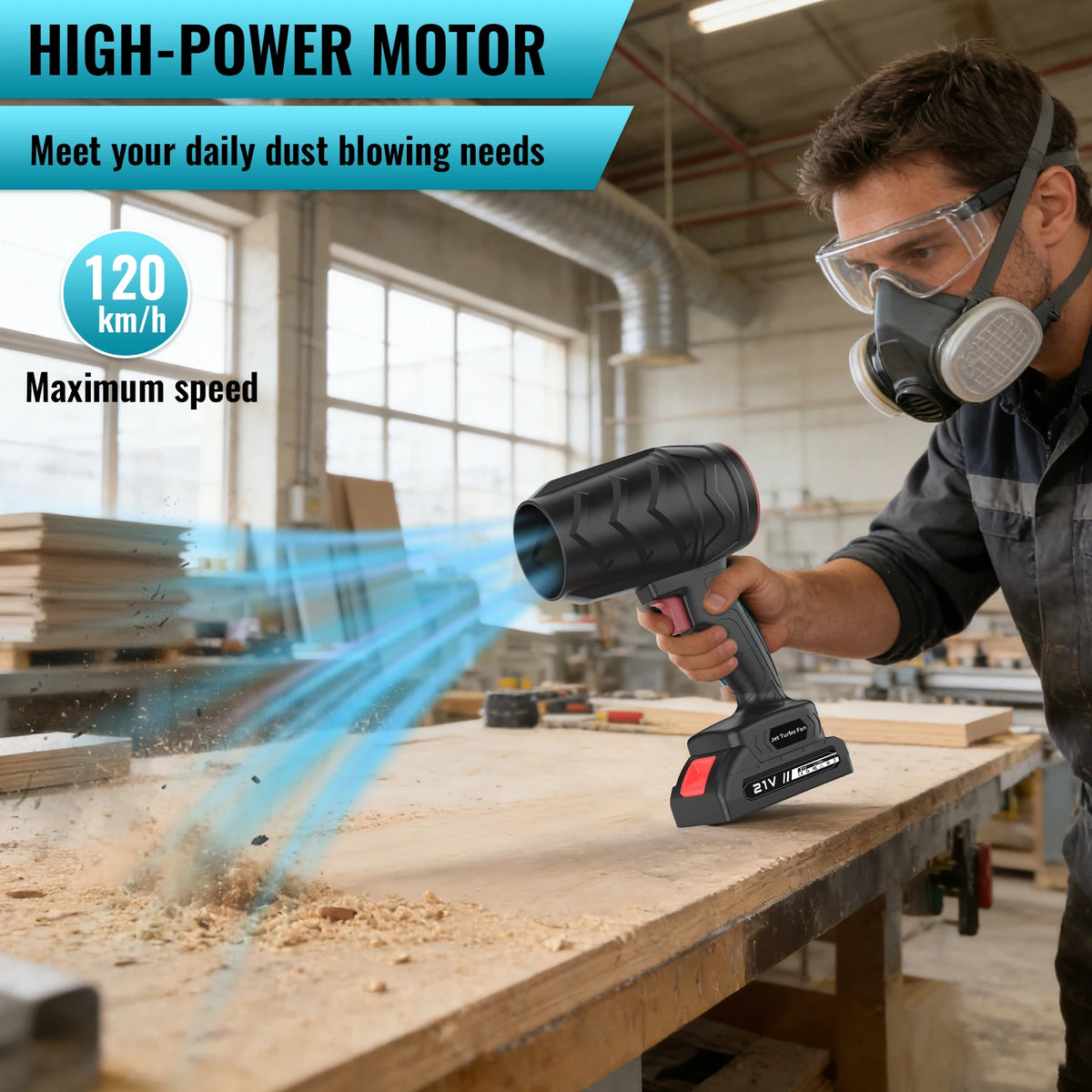 Electric Turbo Fan Blowers Dust Removal Air Blower Cordless Turbo Blower Jet Handheld Power Tools for 21V Makita Lithium Battery