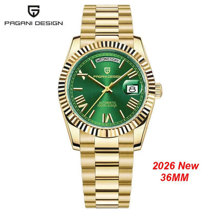 New PAGANI DESIGN 2026 watch, moon phase, luxury, gold, quartz, sport man, VK63, waterproof, sapphire glasses, anti-reflective, wristwatch, luminous ceramic glasses, stainless steel