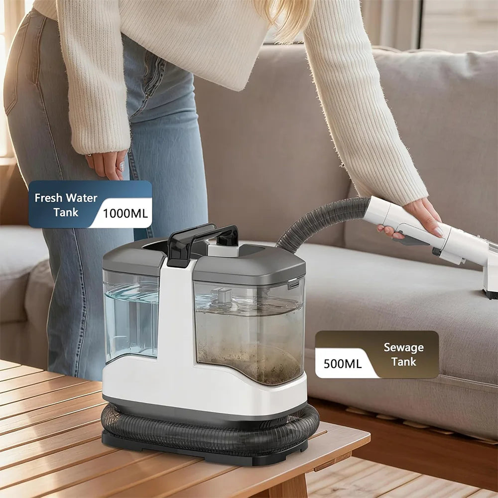 MAMNV C3 Portable Fabric Cleaner 13000Pa Suction 500W Brush Motor 1.5m Flexible Hose 1000ml Clean & 500ml Waste Tanks Lightweight & Quiet Multi-Purpose Upholstery Cleaner for Sofa/Carpet/ Mattress/Car
