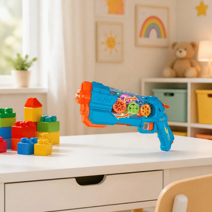 Electric Toy Gun with Spray Effect and LED Lights - Save by Buying More, Automatic Launcher with Gears for Kids, Summer