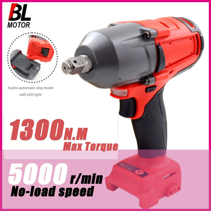 Fit For Milwaukee Battery 1300NM Large Torque Cordless Wrench Brushless Electric Impact Wrench Repair Power Tools Car Truck