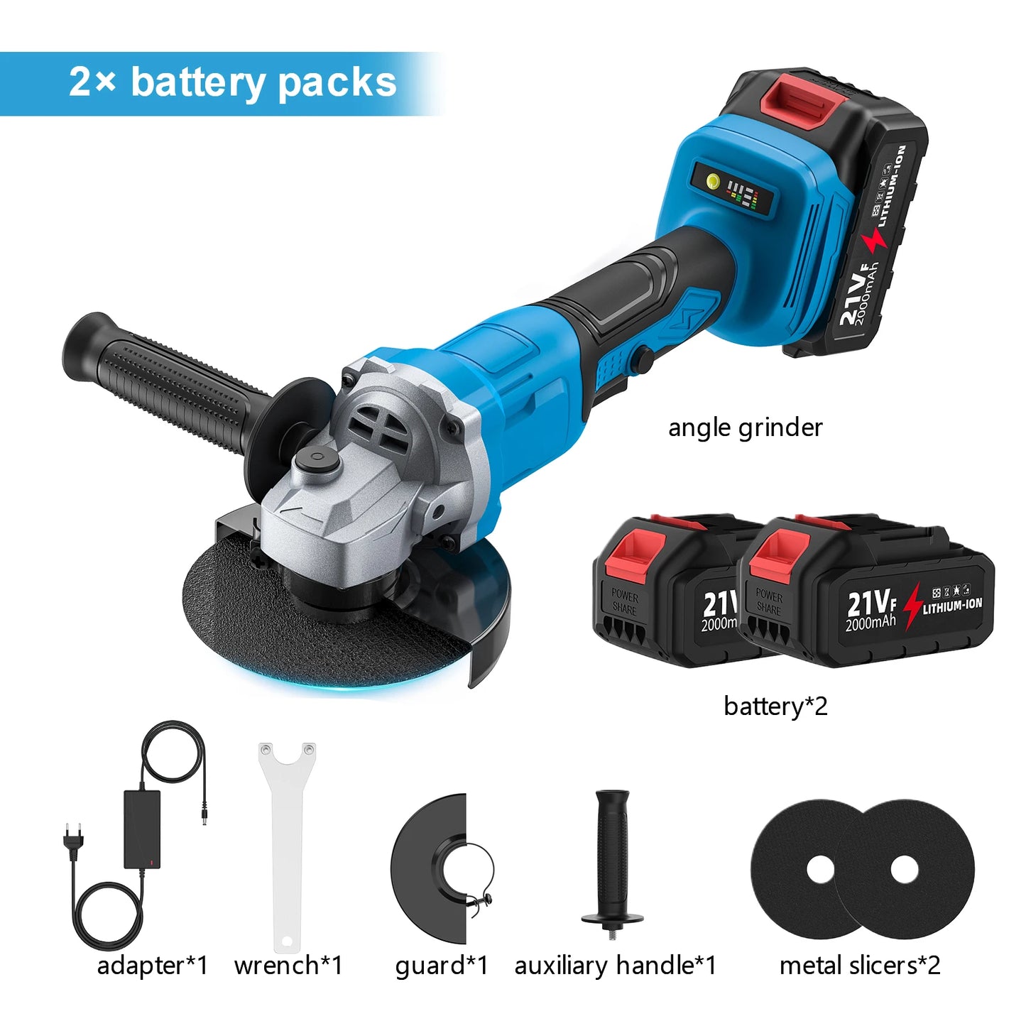 21V 125mm Brushless Angle Grinder 3-Speed Cordless Grinder Cutting Woodworking Electric Tool Suitable for Makita 21V Battery