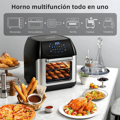12L Air Fryer, Multifunction Air Oven, 6 Accessories, Dishwasher Safe, Led Touch Screen, Bpa Free, 1500W
