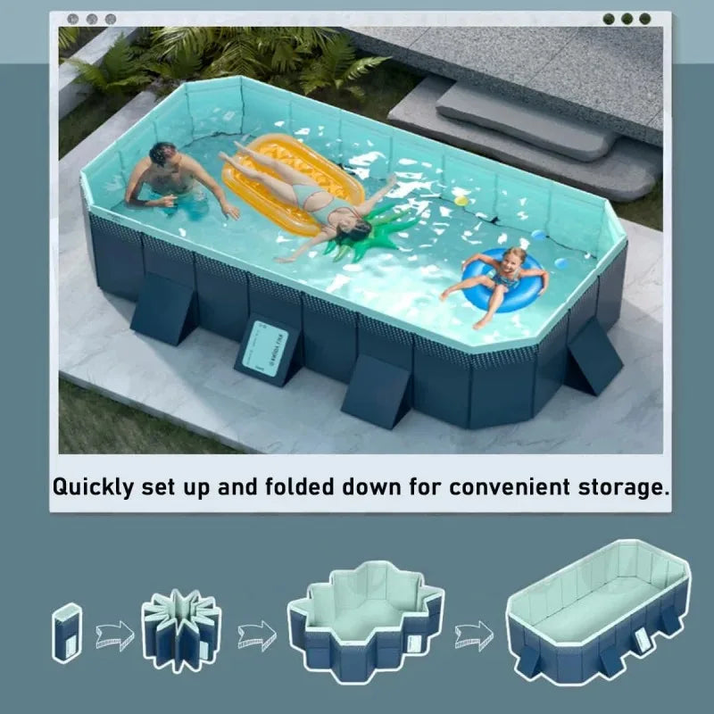 2.53m Portable Non-Inflatable Outdoor Pools Large Foldable Swimming Pool for Family Kids Adults Pets Water Play