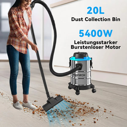 3 in 1 Wet Dry Vacuum Cleaner 20L Capacity Bagless Cylinder Vacuum with Blower Function for Home Workshop Floor Dust Extractor