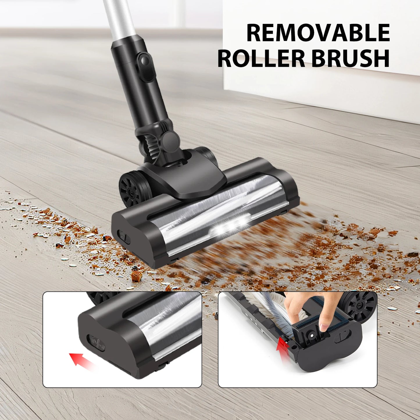 Cordless Handheld Vacuum Cleaner, Wireless Household Vac with 2 Batteries, Lightweight for Car, Home, Pet Hair – Grey