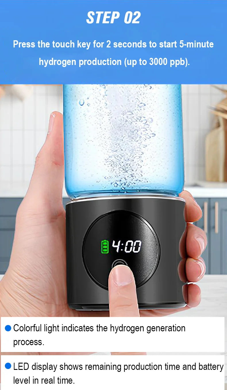 Electric Performance Hydrogen Water creator SPE PEM duel Chamber lonizer + PPB & Time Display Electric Hydrogen Water