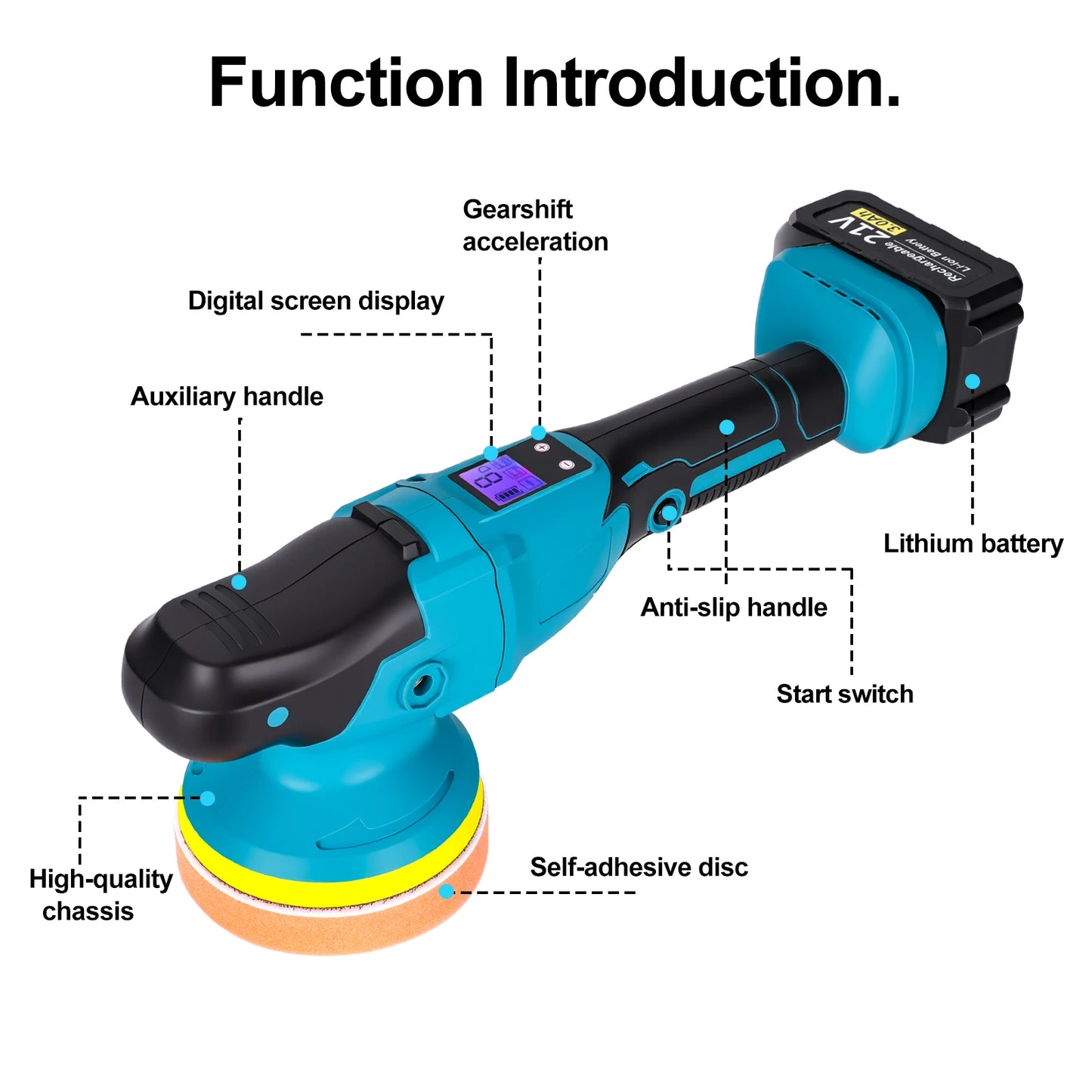 5Inch 8Gears Digital Display Cordless Electric Polisher Car Polishing Waxing Sanding Machine For Makita 21V Battery Pin