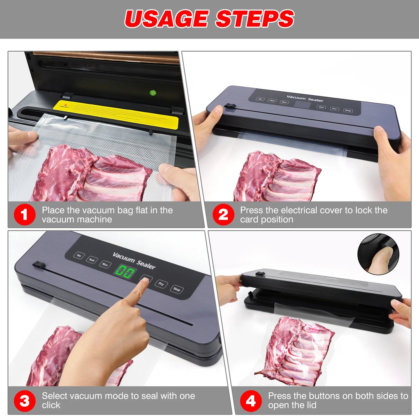 6 in 1 Vacuum Sealer Machine, 6 Modes Multi-Functional Food Vacuum Sealer with 10PCs Vacuum Bags, 30cm Longer Seal Food Sealer Built-In Cutter, Keep Meat Vegetables Snacks Fruits Grains Fresh