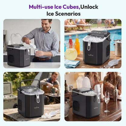 LOEFME 1.2L Ice Cube Machine 12kg/24h Ice Cube Ice Machine For Home 9pcs In 6 Min Professional Ice Machine Scoop
