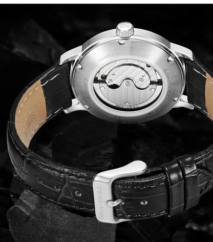 Seagull New Business Watch Men's Mechanical Wristwatches 50m Waterproof Leather Valentine Male Watches Relogio Masculino 6075