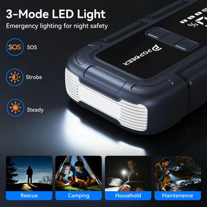 POPDEER PD-J06 4000A Jump Starter, 12V Car Battery Booster with LCD Display Dual USB for 10.0L Gas/8.0L Diesel Truck RV Boat