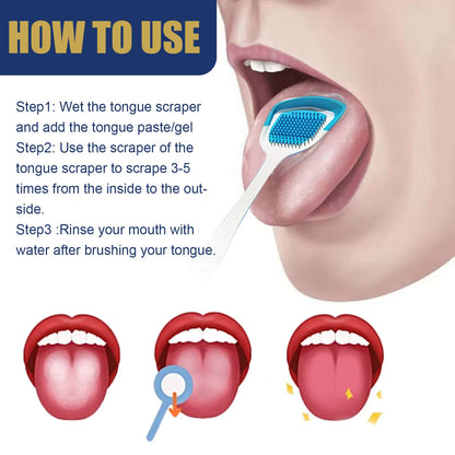 Tongue Clean Paste Set Scraping Artifact Fresh Breath Remove Oral Odor Mouth Cleaner Tongue Coating Removal Gel With Brush 50g