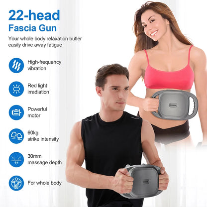 Massage Gun with 22 Massage Heads 9 Speed Modes Deep Tissue Percussion Massager High Frequency Muscle Massage Gun for Neck Shoulders Back Waist Legs Full Body Muscle Relaxation Fitness Recovery Pain Relief Quiet Portable Elec