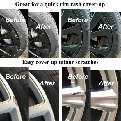 Automotive Wheel Touch-Up Paint (with Brush) Silver Black Rim Scratch Repair Pen Paint Car Accessories