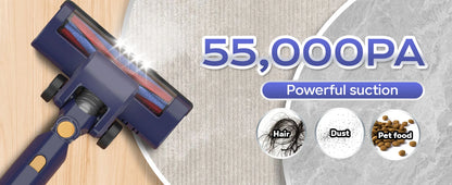 N7 PRO cordless vacuum cleaner-55 kPa powerful, 2 Modes, removable battery, for animal hair, Carpet, hard floors