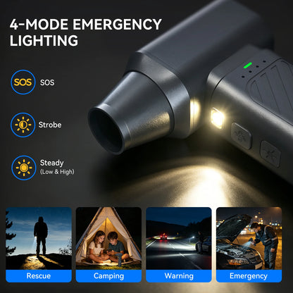POPDEER 5000A 65W Jump Starter with Turbo Fan, LED Light & Power Bank, All Gas/8.0L Diesel