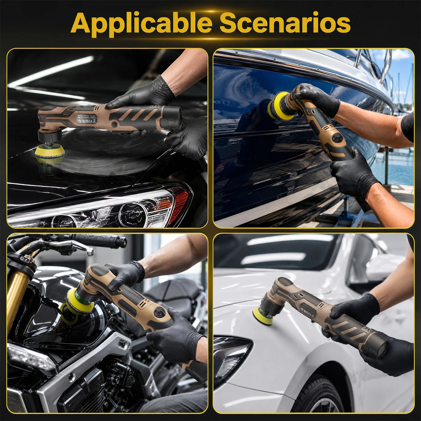 Cordless 12V Mini Car Polisher Detailing Wireless Car Polishing Machine 1/1.5/3 Inch Pads Kit For Auto Waxing