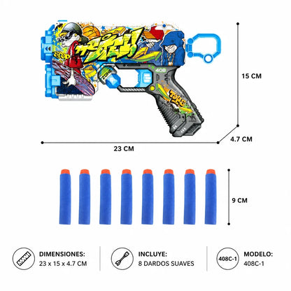 Foam Dart Launcher with Urban Graffiti Design - Save by Buying More, Manual Toy Gun for Kids, Outdoor Action Game