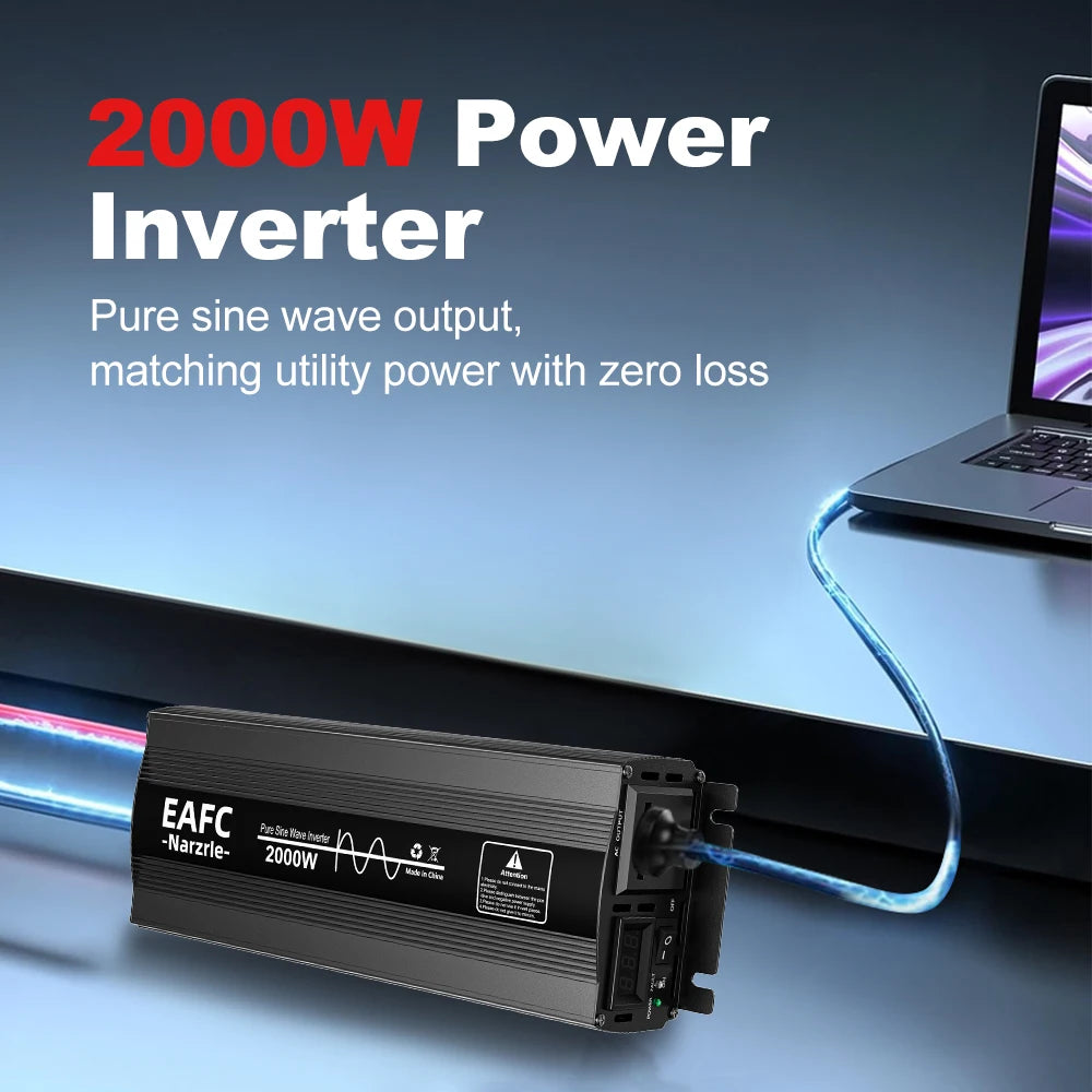 EAFC Pure Sine Wave Inverter 4000W/3000W/2000W DC 12V To AC 220V Voltage Transfer Converter Universal EU Socket Auto Accessories