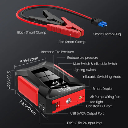 28000mAh Car Jump start Air Cup multi-functional 4in1 Air Compressor Power Bank Car Battery start start Auto type Inflator