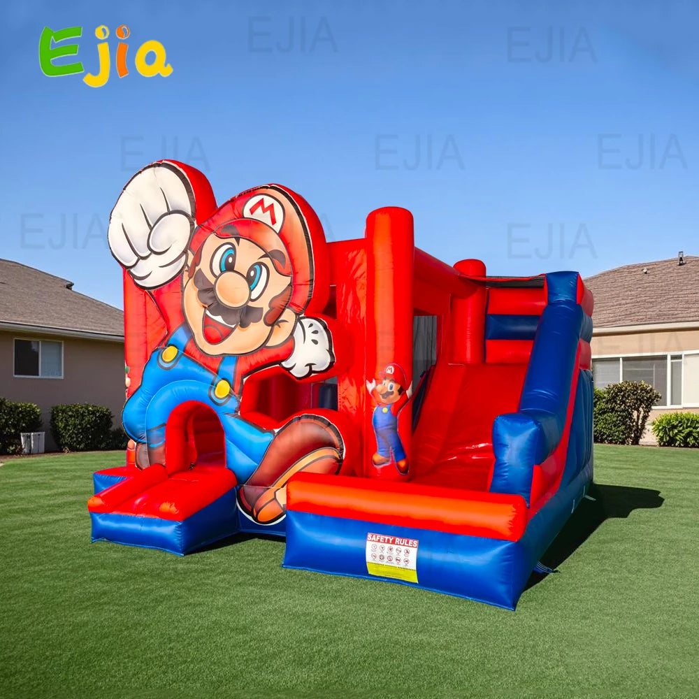 Custom Inflatable Bouncer Kids Bouncy House With Slide Combo Comic Bounce House Jump Castle With Air Blower For Outdoor Party