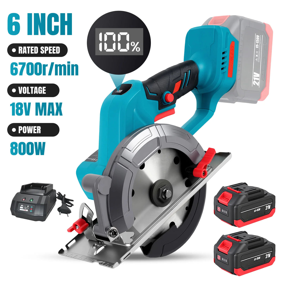 150MM 6 Inch Brushless Circular Saw Compact Electric Saw Wood Metal Ceramic Tiles Cutter Power Tool For Makita Battery