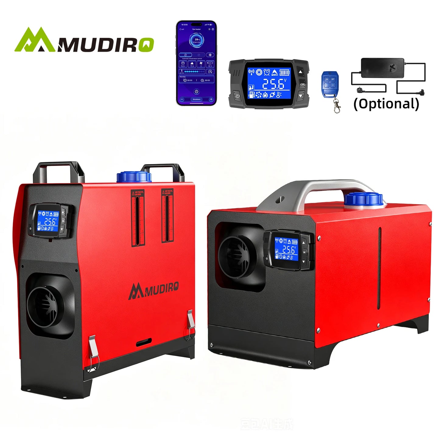2026 Upgrade Mudiro 8KW Diesel Air Heater Auto High Altitude Mode&Smart LCD Panel Bluetooth APP + Remote Control Dual Wireless Auto Start‑Stop 4‑Language Voice Broadcast 1.5m Extension Cord 12V/24V/240V Adapter Ideal for