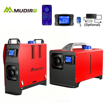 2026 Upgrade Mudiro 8KW Diesel Air Heater Auto High Altitude Mode&Smart LCD Panel Bluetooth APP + Remote Control Dual Wireless Auto Start‑Stop 4‑Language Voice Broadcast 1.5m Extension Cord 12V/24V/240V Adapter Ideal for